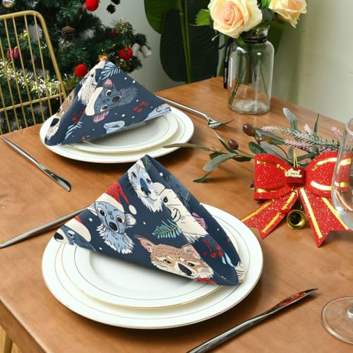Servilletas de Tela Navidad Animal Perro Set x6 20x20 in miniatura 4