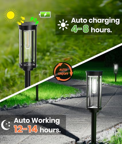 Image of NEWMESSI Solar Pathway Lights Outdoor, IP65 Waterproof Solar Garden Lights for Outside Lighting, Yard Path Lawn Walkway Driveway Landscape (Round Cool White, 8 Pack)