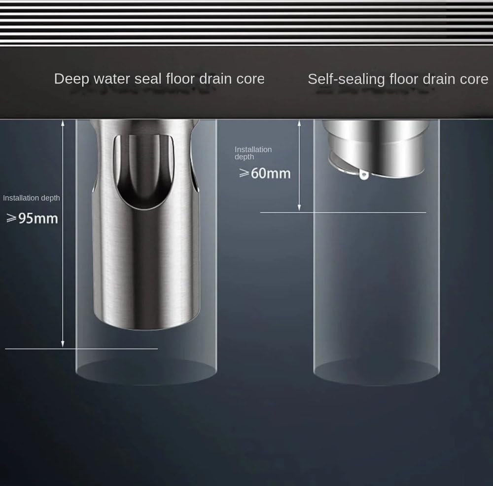 Draina Solut - Scarico a pavimento lungo in acciaio inox 304, anti-odore, 80 cm, per bagno e doccia