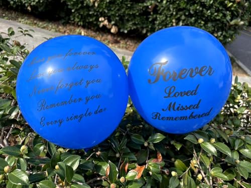Image of 26 Pieces Blue Memorial Funeral Remembrance Balloons and 41.3 Inch Peace Dove Balloons for Release in Sky,Condolence, Funeral, Anniversary, Memorial Services