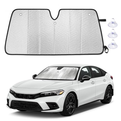 EcoNour Accordion Foldable Windshield Sun Shade Fit for Honda Civic 2022-2024 2025 2026 Sunshade Front Car Window Shades Sun Visor Blocks UV Rays & Heat Car Accessories