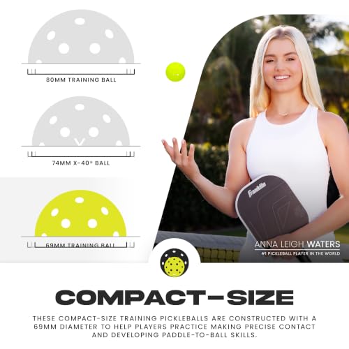 Franklin Sports Compact Training Pickleballs - 69mm 3 Pack - Optic Yellow - image 4