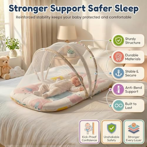 Image of StarAndDaisy 3 in 1 Baby Mosquito net for Sleeping, Mosquito net for Newborn Baby with Washable Design, Soft and Comfortable Bed.