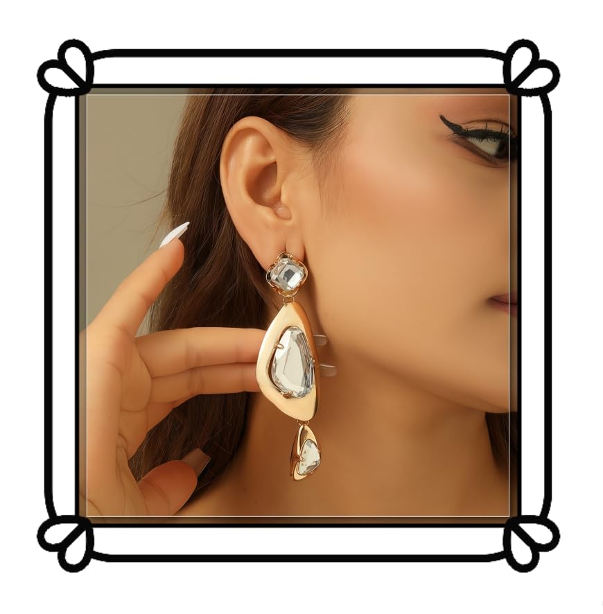 Boucles d'oreilles pendantes cristal vintage chic au design géométrique