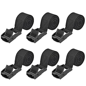 Kshineni 6 Pcs Ratchet Tie Down Straps, 1m x 25mm Heavy Duty Lashing Straps Adjustable Black Roof Rack Straps Tensioning Belts with Buckle for Trucks, Cargo, Motorcycle, Trailer, Luggage