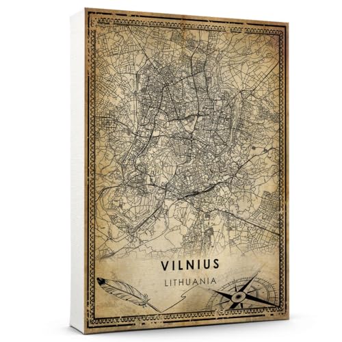 Lila's Choice Vilnius Vintage Map Prints Poster, Lithuania Map Art Poster, Canvas, Vilnius Map City style Vintage art Poster