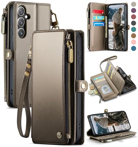 Defencase for Galaxy S25 Plus/S25+ Case Wallet with RFID Blocking Card Holder for Women Men, Elegant PU Leather Magnetic Snap Strap Zipper Wallet Phone Cases for Samsung Galaxy S25 Plus 6.7