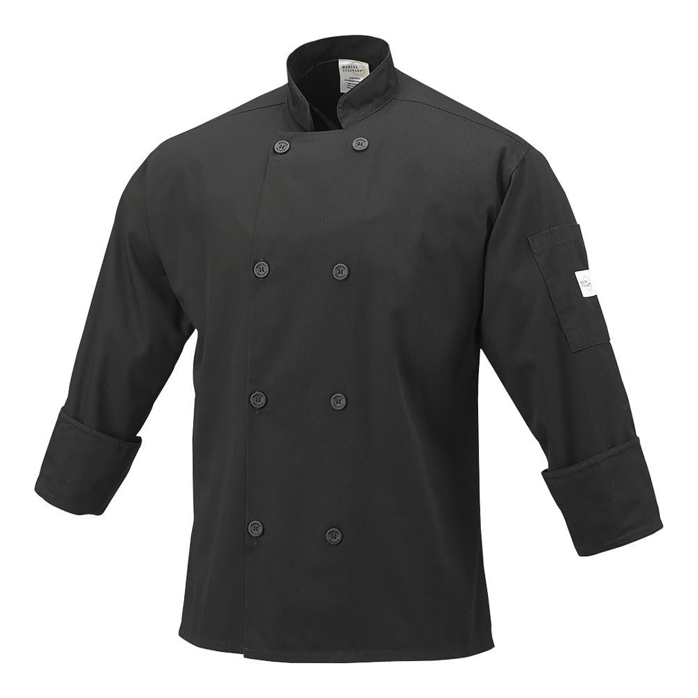 Mercer Culinary M60010BK2X Millennia Unisex Cook Jacket with Traditional Buttons, XX-Large, Black