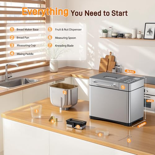 JUMMICO 19-in-1 Bread Maker Machine | Awaken to Freshly Baked Bread Each Morning – 15-Hour Delay Timer | 1kg Capacity, 3 Crust Options & Keep Warm Feature | Ideal for Gluten-Free, Dough, Jam & Yogurt - Image 5