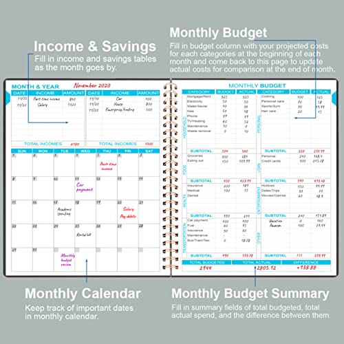 Budget Planners - 8" X 9.5" Monthly Bill Organizer With Pockets. Undated Financial Organizer With Expense Tracker Notebook, Budgeting Planner To Control Your Money. Large Size, Pu Leather, Black #TOP1