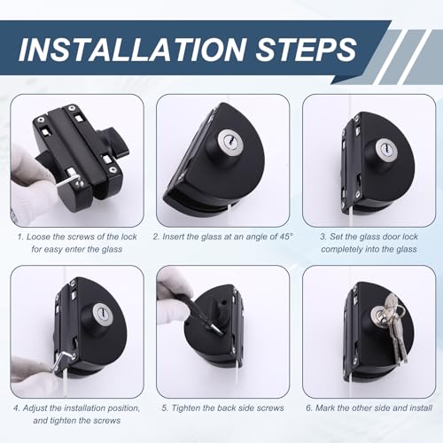 Verrou de porte en verre double battant pour sécuriser vitre de 10-12 mm - 5