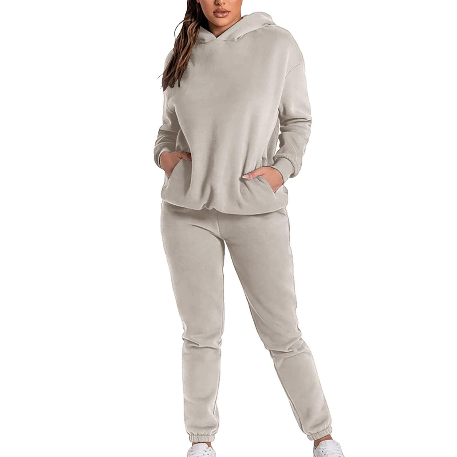 Cocila Mallas De Invierno Mujer Deporte Pantalones Largos de Moda Casual Solor sólido para Mujer con Traje Grueso con Capucha de Manga Larga Pantalones De Deporte Mujer Cortos