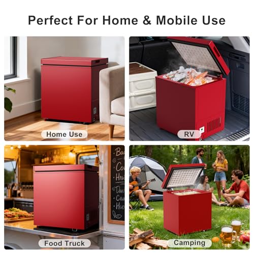 Image of Northair Chest Freezer Low temperature quick freeze 14℉ to -40℉ Compact Freezer - 2 Removable Baskets (Red, 1.8 Cubic Feet)