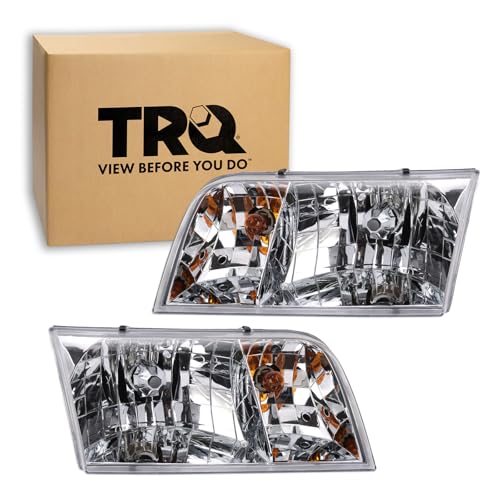 Image of TRQ Driver and Passenger Side Headlight Assembly Set Compatible with 1998-2011 Ford Crown Victoria without Police Package