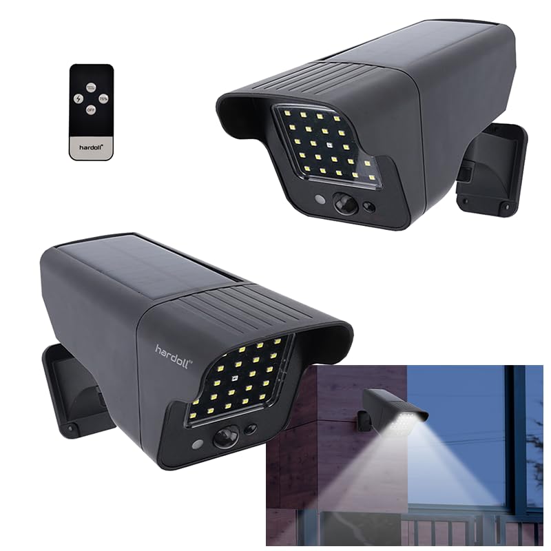 hardoll 25 LED Solar Security PIR Motion Sensor Lamp for Outdoor Home Garden with Remote Control Dummy Camera Shaped Light(Pack of 2)(Acrylonitrile Butadiene Styrene)
