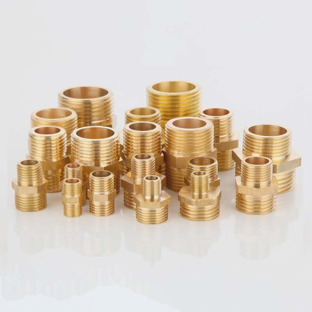 Adaptador de niple hexagonal para tubería de latón 1/8" 1/4" 3/8" 1/2" 3/4" 1" 1-1/4" Rosca macho BSP, G 1,