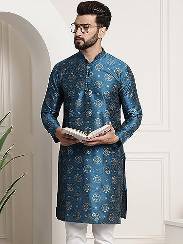Image of SOJANYA Men's Silk Blend Kurta with Paisley Design