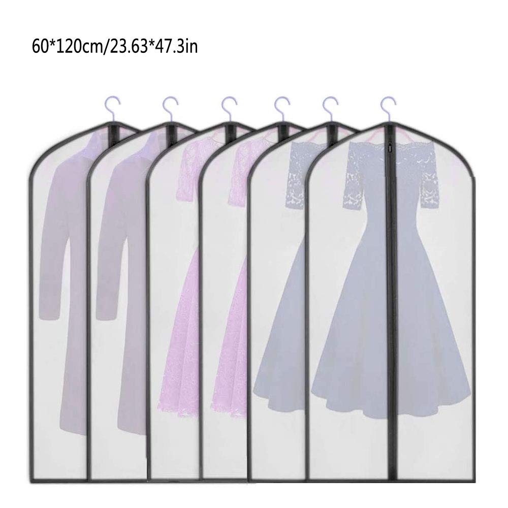 Garment Bags 60x120cm, Moth Proof Waterproof Clear Dustproof Clothes Covers Full Zipper Breathable Coat Bags for Clothes Storage(Pack of 5)