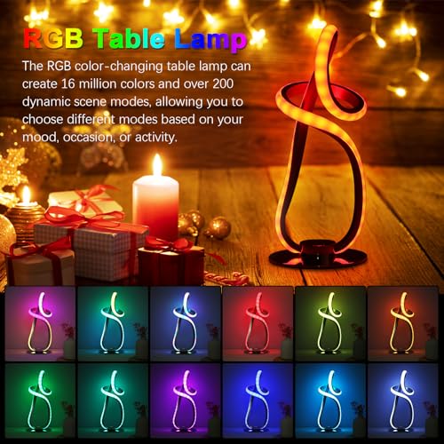 Neoglint Modern Spiral RGB Table Lamp Color Changing Night Light Music Sync Ambient LED Nightstand Lamp Dimmable Bedroom Lamp APP Control Remote Control for Home Decor Living Room Bedroom Office Neoglint Modern Spiral RGB Table Lamp Color Changing Night Light Music Sync Ambient LED Nightstand Lamp Dimmable Bedroom Lamp APP Control Remote Control for Home Decor Living Room Bedroom Office