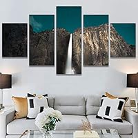 SIGNWIN 5 Panel Canvas Wall Art Mountainfalls for Home Decorations Ready to Hang - 60