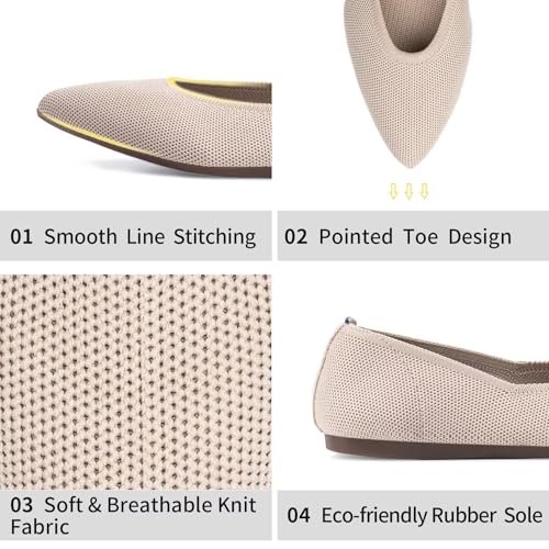 Image of Frank Mully Womens Pointed Toe Flats Knit Dress Shoes Comfort Women Shoes Softable