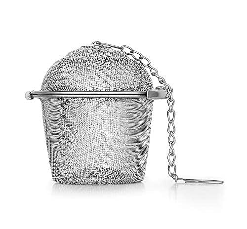 Giffy® Stainless Steel Teapot Tea Infuser Filter Basket for Green Tea Loose Leaf Tea Bags with Chain and Hook Rust-Free | Locking Infuser Basket | 1 Pcs (1)