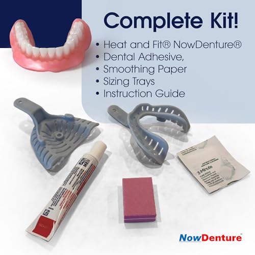 Image of Heat and Fit NowDenture - Premium Immediate Lower Dentures - USA Made, Real Teeth, Custom Fit - No Impressions Needed for Fast Results at Home - Complete Kit with Sizing Trays - Large