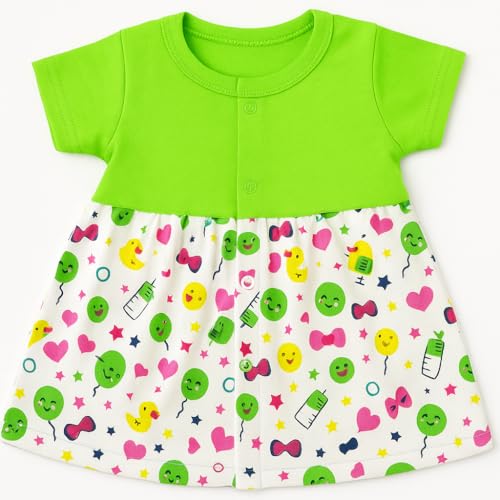 Image of Baby Girl Cotton Frock Dress Half Sleeves Knee Length fit and Flare Frock jhabla Regular fit top