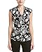 Vince Camuto Women's Short Sleeve Dandelion Silhouette Pleat V-Neck Top