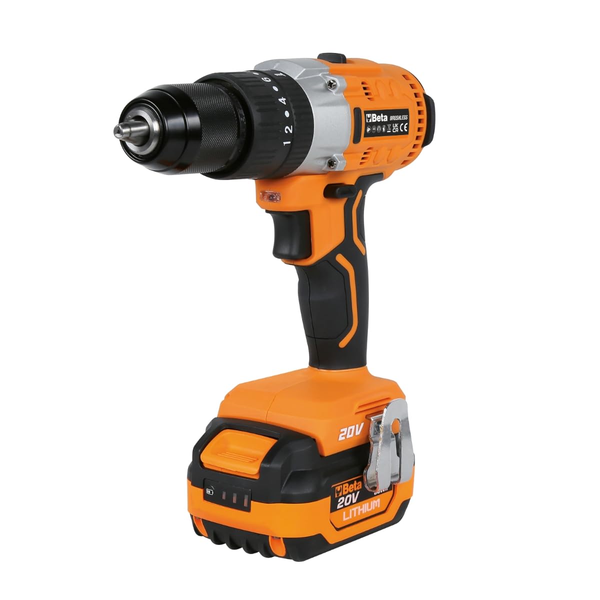 BETA 1972/K20V-13BMC80 – Kit Trapano Avvitatore a Percussione 20V Brushless con 2 Batterie 4 Ah e Caricatore, 80 Nm, Mandrino 13 mm, LED Integrato, Valigetta Rigida