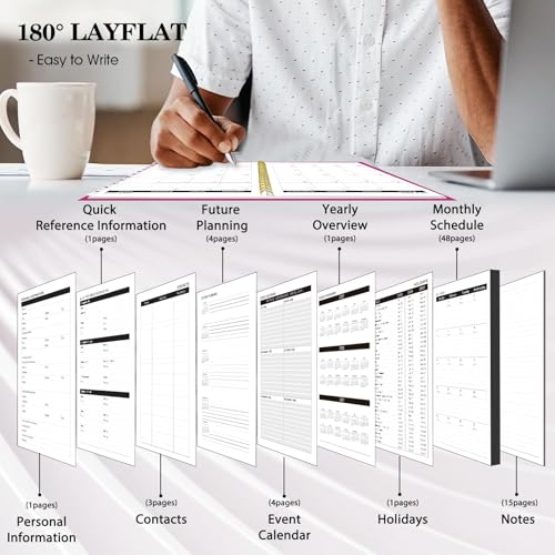 Ymumuda 2025 Planner - Monthly Planner 2025-2027, JUL.2025 to JUN.2027, 8.5" x 11", Large Planner with Spiral Bound, Perfect for School & Office Schedule, Deep Pink - Thumbnail 3