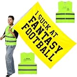 Cozypower 2 Pcs Fantasy Football Set Include Fantasy Football Vest and Flag Award Funny for Men Women(Bright Yellow)