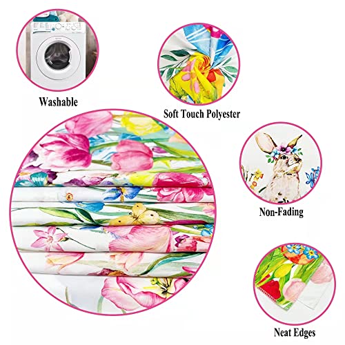 Pinata Easter Tablecloth 60X84 Rectangle, Spring Flower Easter Table Decor Easter Table Cloth With Bunny Pink Red Flower, Multi-Use Washable Polyester Spring Tablecloth For Home Party Dining Picnic #TOP3