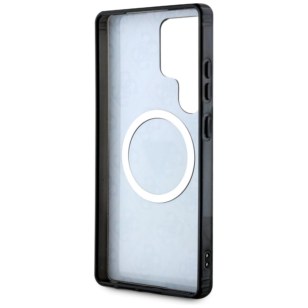 CG MOBILE Funda con licencia Guess para S25 marrón 4G Glitter Triangle Buttons compatible con MagSafe