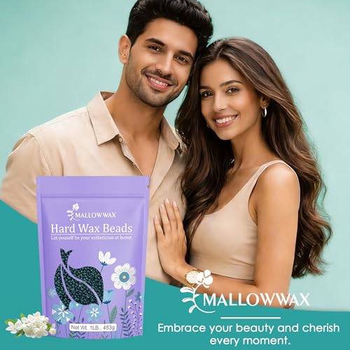 Image of Mallowwax Hard Wax Beads, 1lb Low Temp Stripless Wax For Sensitive Skin, For Coarse And Short Hair, Bikini, Underarms, Legs And Body