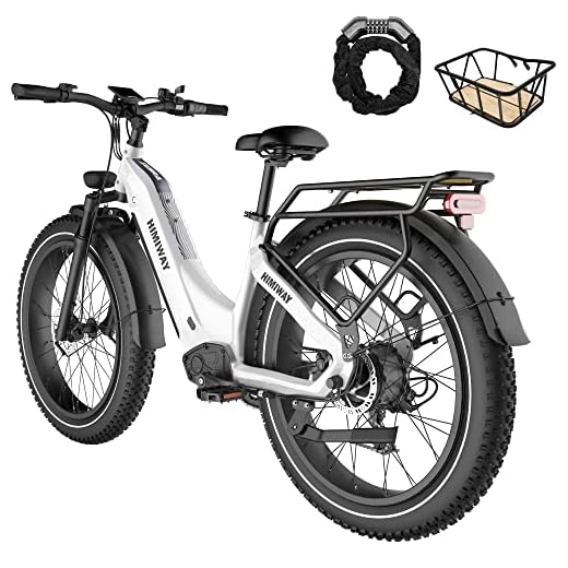 Himiway Zebra Step-Thru Electric Bike, 80MI Long Range Mountain E-Bike with 750W Motor, 26" x 4" Fat Tires Electric Bicycle for Adults with 48V 20Ah Removable Battery 25 MPH Shimano 7 Speed System