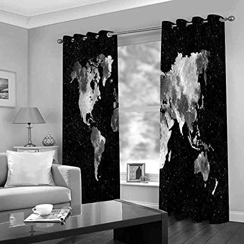 Rideaux de fenêtre pour chambre cuisine et salon moderne déco mappemonde 3D