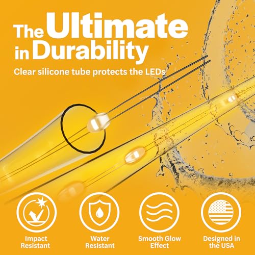 Wheelbrightz LED Bicycle Wheel Lights ââ‚¬â€œ Bright, Colorful Light for Bikes ââ‚¬â€œ Fits Front or Rear Tire ââ‚¬â€œ Weather-Resistant Tube with Battery Pack ââ‚¬â€œ for All Ages (Gold, 1-Wheel)