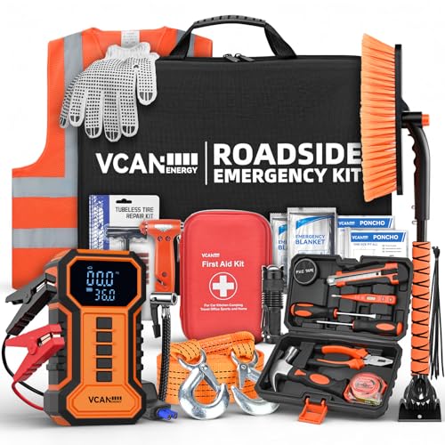 Jump Starter with Air Compressor Car Emergency Kit for Women...