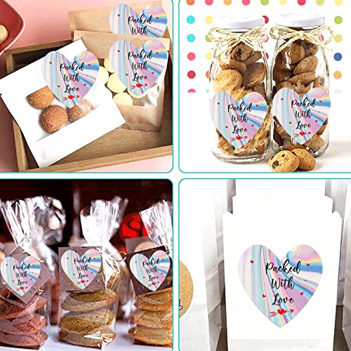 Happy Father 'S Day Stickers Packed With Love Stickers 1.5 Inch Holographic Heart Stickers Healthcare Thank You Labels For Envelope Seals Package 500 Pcs Per Roll Sealed Labels For Envelope #TOP2