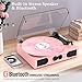 Vinyl Record Player with Built-in Speakers 3-Speed Vintage Record Player Support Treble& Bass Control, 3.5mm Headphone Jack, RCA-Out/Aux in, Belt-Driven LP Turntable,Pink