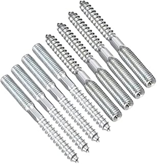 TERF M6 (6mm) X 40mm Wood to Metal Screw Dowels Hanger Double Headed Bolts Dowel For Woodworking Connector Joining Furniture Legs Professional Carpenters DIY and Craft Projects - Pack of 8, Silver