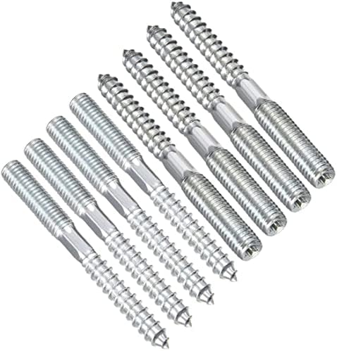 TERF® M6 (6mm) X 70mm Wood to Metal Screw Dowels Hanger Double Headed Bolts Dowel For Woodworking Connector Joining Furniture Legs Professional Carpenters DIY and Craft Projects - Pack of 8