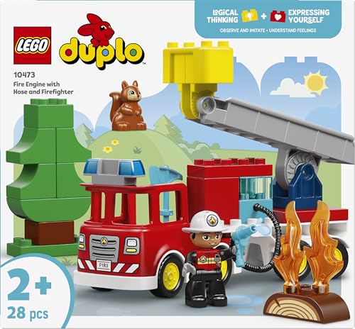 Image of LEGO DUPLO Town Fire Truck with Hose and Firefighter Emergency Rescue Vehicle Toy - 10473