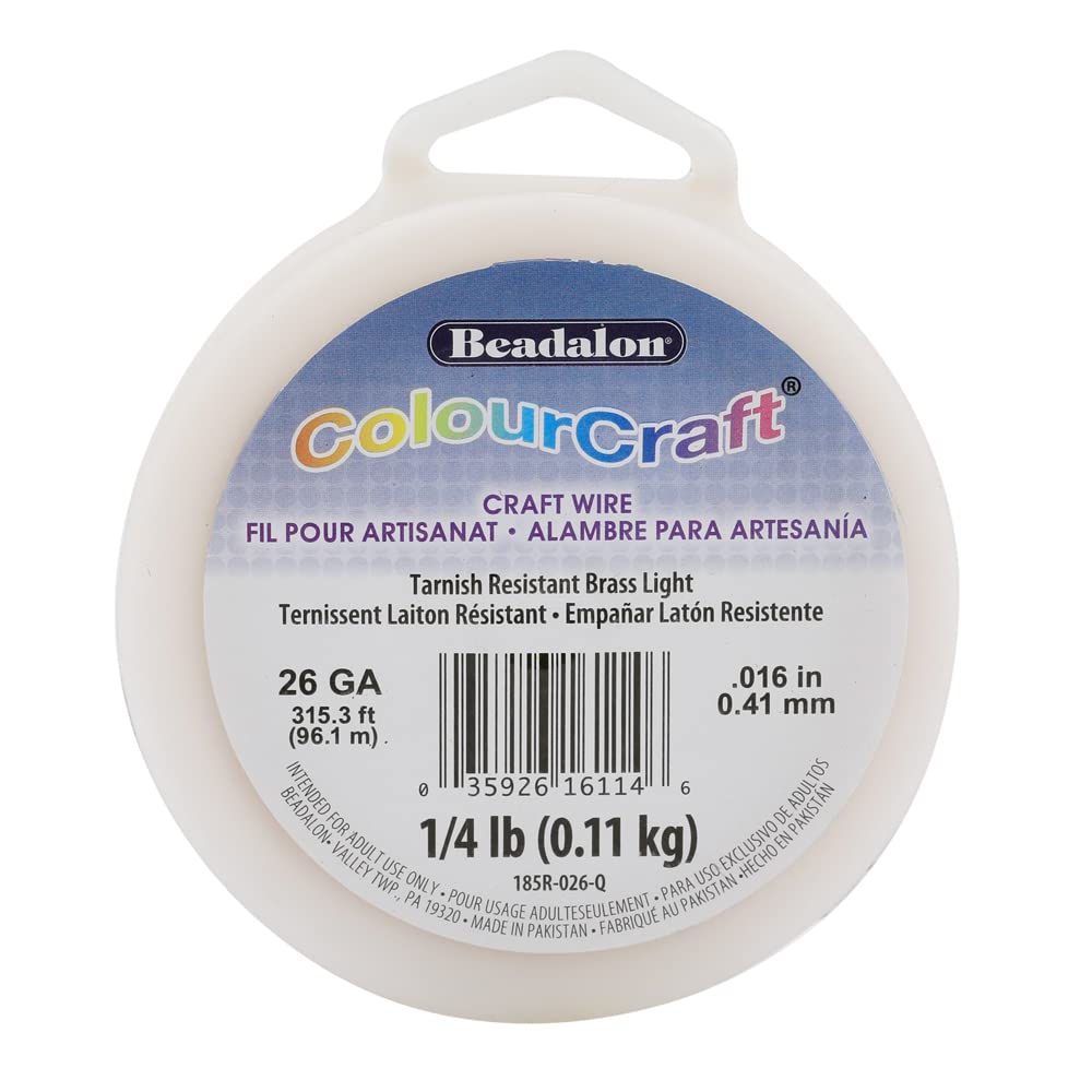 Beadalon ColourCraft Wire, 26 Gauge / 0.41 mm, Brass Light Color, Approx. 315 ft / 96 m