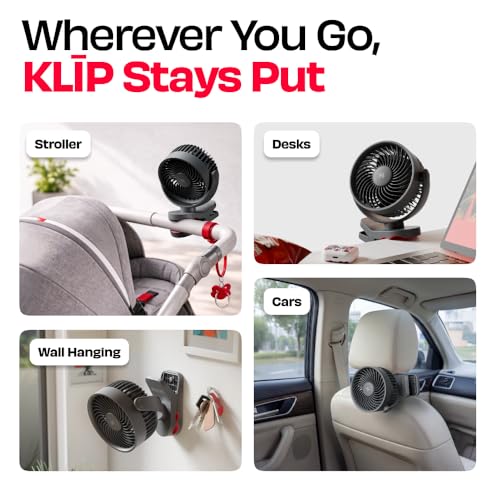 Image of NUUK KLĪP Rechargeable Clip Fan | 3000mAh Battery | Up to 8 hrs Runtime | Super - silent BLDC Motor | 4 Speed Modes | 360 Manual Head Rotation | Strong 0-55mm Clamp | Type-C Charging