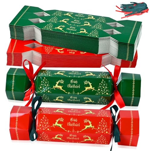DARENYI - DARENYI Lot de 50 Crackers de Noël, Christmas Crackers Maison, boîtes en Papier pour fête de Noël, Motif Renne, boîtes à Bonbons décoration dîner, pour Emballage Cadeau, chocolats, Biscuits, Aliments