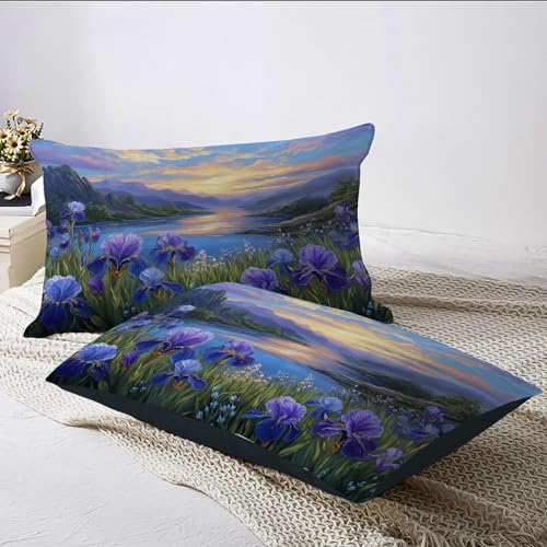 Housse de couette coucher du soleil pour décoration chambre violette zen