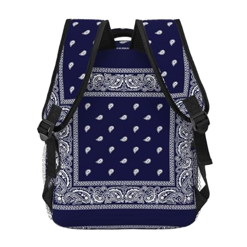 Blue Bandana Paisley Border Print Backpack Laptop Backpack Sports Travel Shoulder bag Light casual backpack4