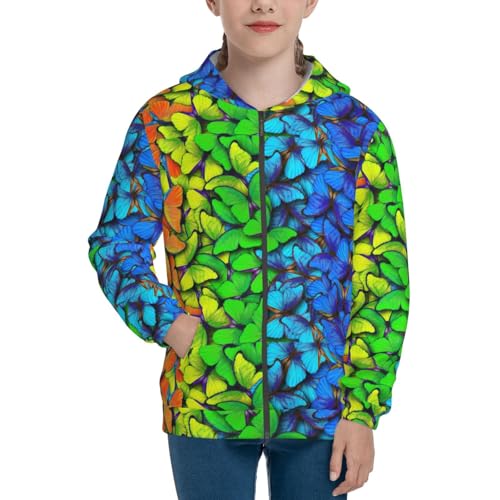 Multicolored Butterflies Kid Hoodies Boys Zip Up Sweatshirts Girls Pullover with Pocket3